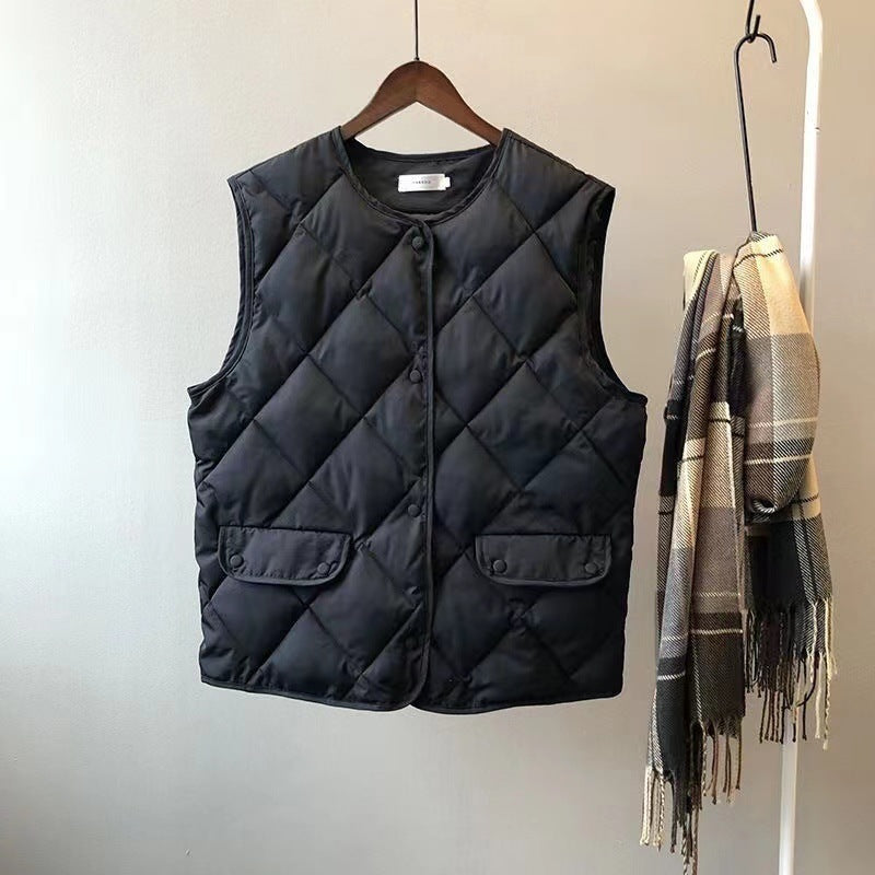 Short Cotton Jacket Vest Women's Loose Puffer Jacket