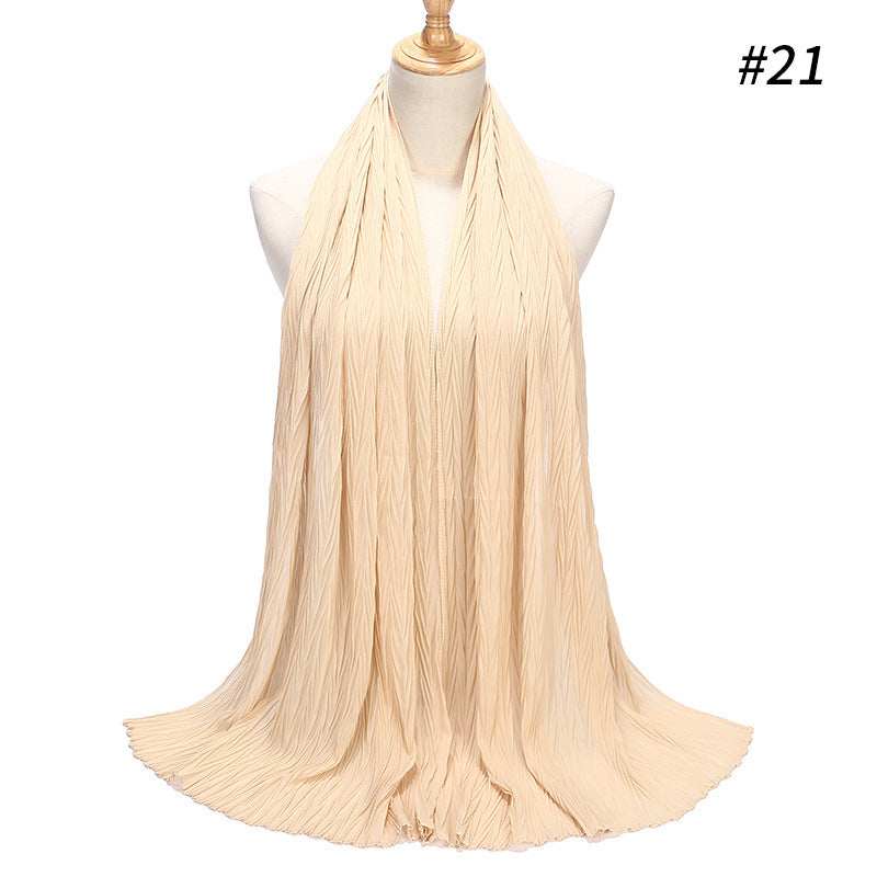 New Pearl Chiffon Pleated Hijab Scarf Cape