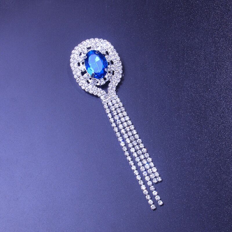 Rhinestone Brooch With Diamonds And Tassels Brooch Sapphire