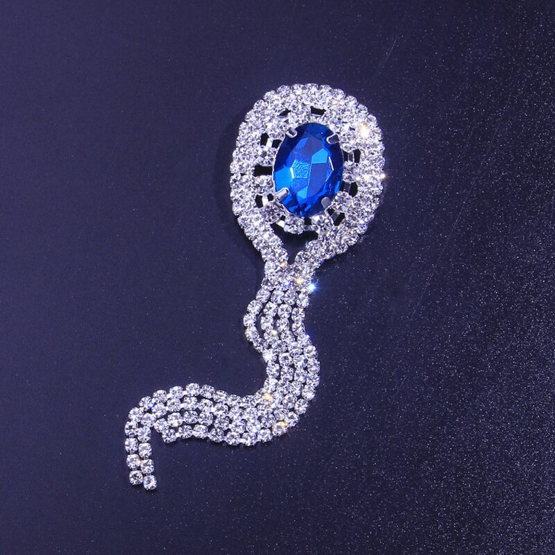 Rhinestone Brooch With Diamonds And Tassels Brooch Sapphire