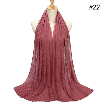 New Pearl Chiffon Pleated Hijab Scarf Cape