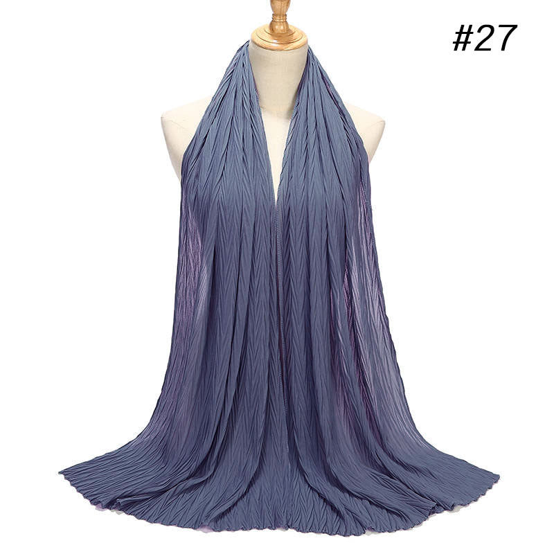 New Pearl Chiffon Pleated Hijab Scarf Cape