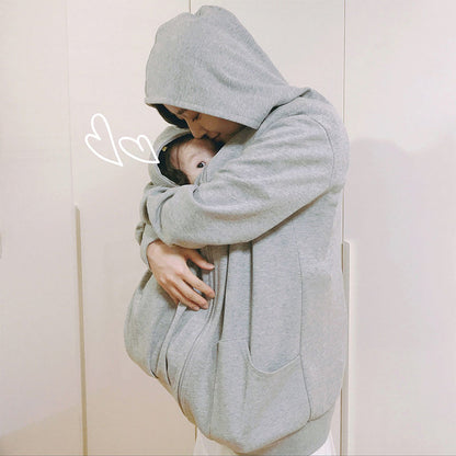 Kangaroo Mother Baby One-piece Coat Plush Nursing Sweater Coat