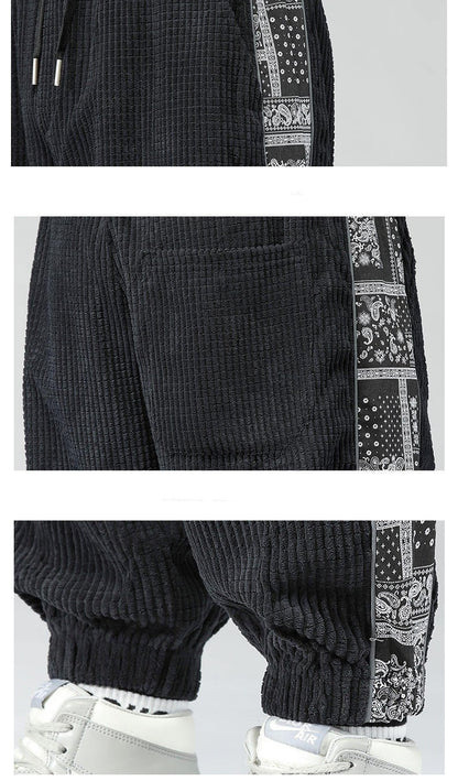 Men's Casual Pants Waist With Fruit Flower Stitching