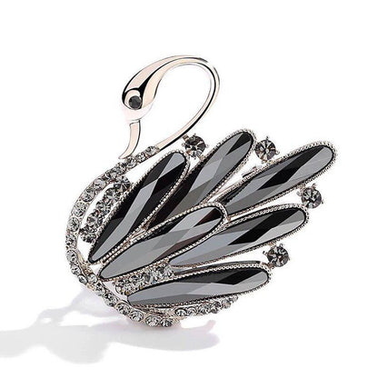 Diamond Swan Brooch