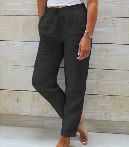 Elastic Waist Linen Pants