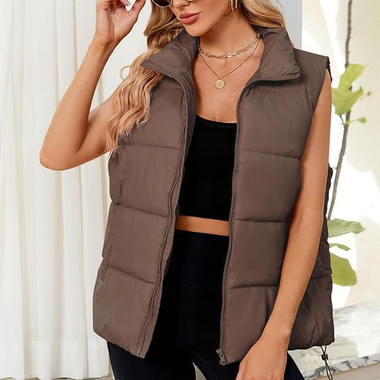 Women's Fashion Sleeveless Stand-up Collar Thermal Down Cotton-padded Vest