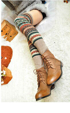 Warm thick cotton socks color knee pads boots socks