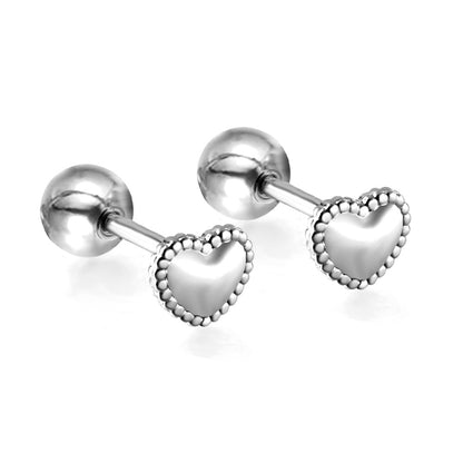 Love Heart Stud Earrings High Sense Minority Simple Hollow Jeweled Stainless Steel Earrings