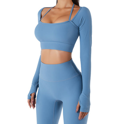 Sports Top Women's Quick-drying Workout Clothes With Chest Pad Slim Fit Skinny Long Sleeve Yoga Wear