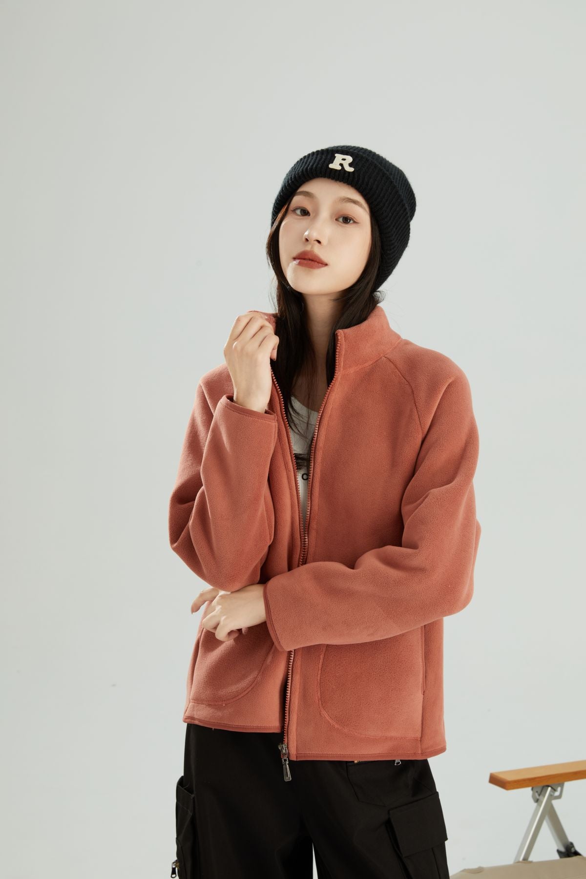 Lambswool Stand Collar Cardigan Short Coat