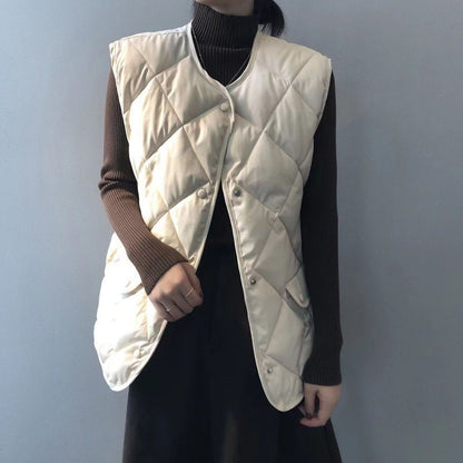 Short Cotton Jacket Vest Women's Loose Puffer Jacket