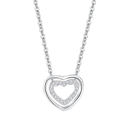 S925 Sterling Silver Heart To Heart Pendant Necklace