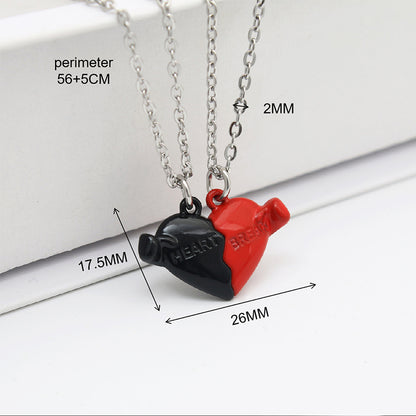 Holding Heart Magnet Pendant Couple Necklace For Love