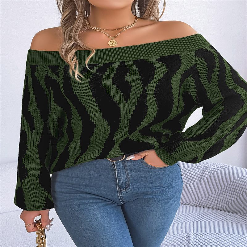 Off-neck Off-the-shoulder Lantern Sleeve Sweater