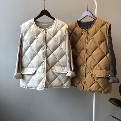 Short Cotton Jacket Vest Women's Loose Puffer Jacket