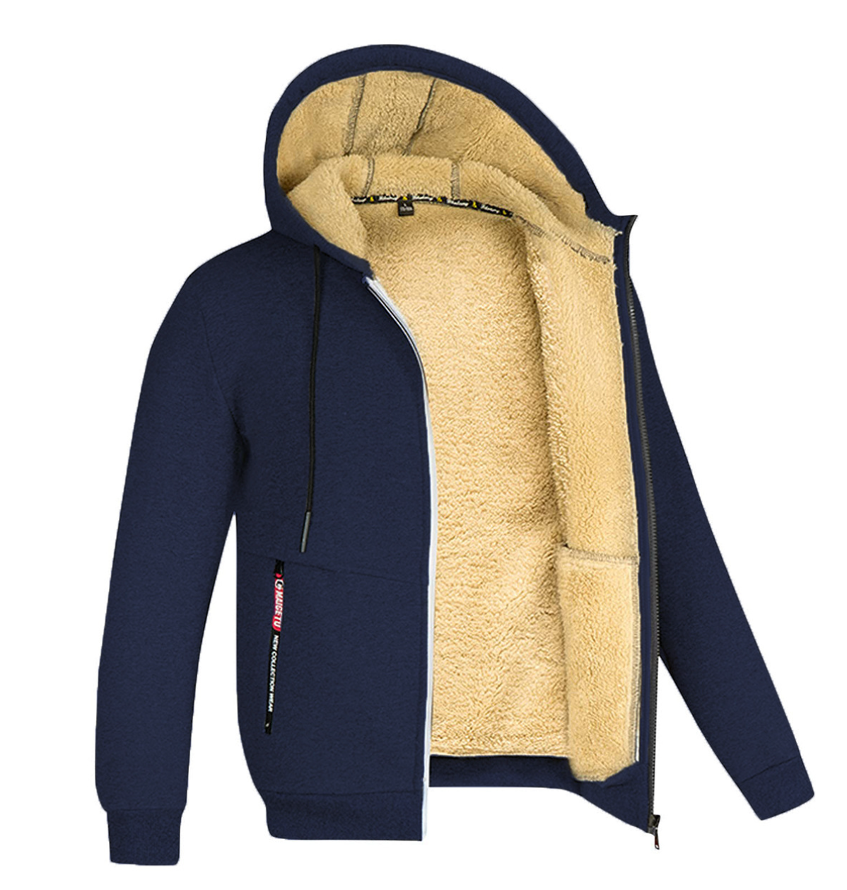 Hooded Fleece Plus Thick Lamb Fleece Cardigan Sweater