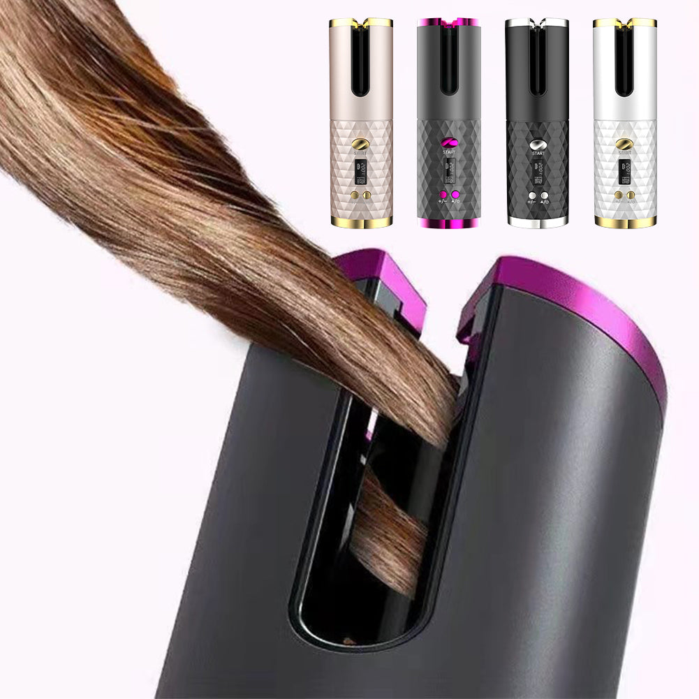 Electric LCD Display Automatic Rotating Cordless Hair Curler Fast Curling Iron Tongs Portable USB Rechargeable With Comb Safe USB Cordless Automatic Rotating Hair Curler Hair Waver Curling Iron