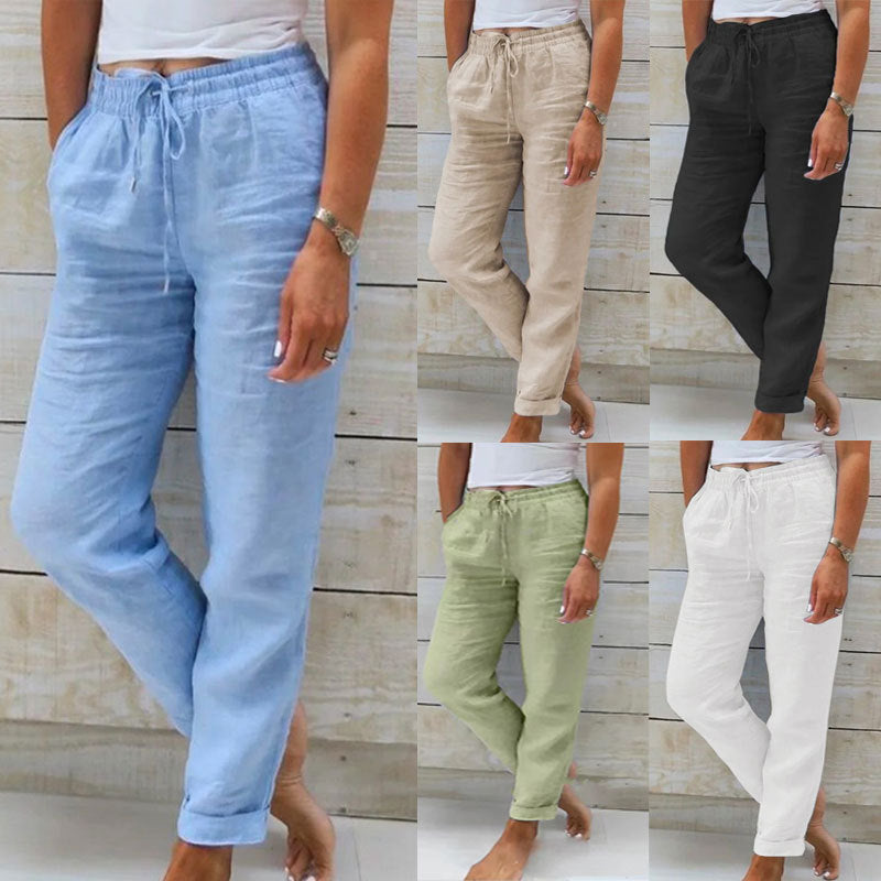 Elastic Waist Linen Pants