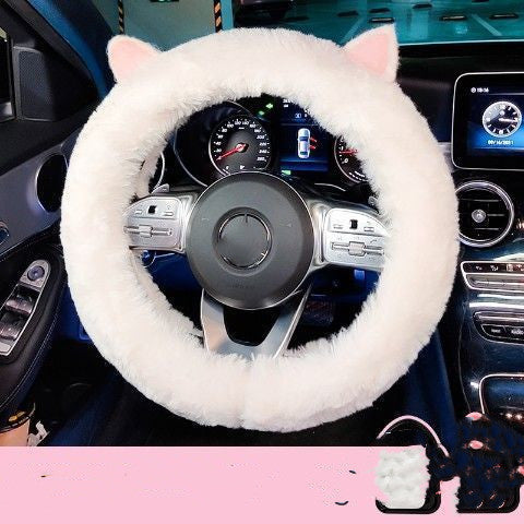 Women's Winter Plush Cute Car Steering Wheel Cover