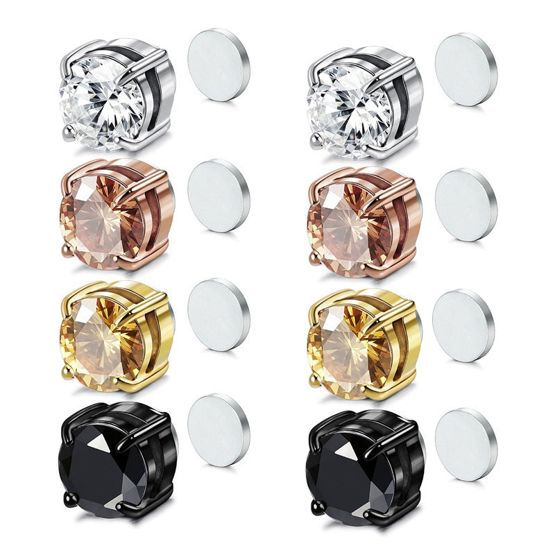 Men's Fashion Without Pierced Magnet Zircon Earrings