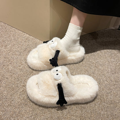 Hand Holding Funny Cute Cartoon Fluffy Slippers Female Winter Gadgets