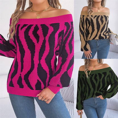 Off-neck Off-the-shoulder Lantern Sleeve Sweater