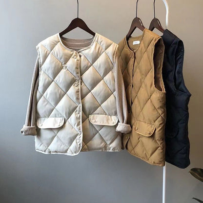 Short Cotton Jacket Vest Women's Loose Puffer Jacket