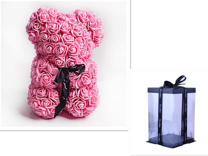 Valentine's Day Gift Rose Bear Eternal Flower Rose Teddy Bear PE Foam Bear 25cm Valentines Day