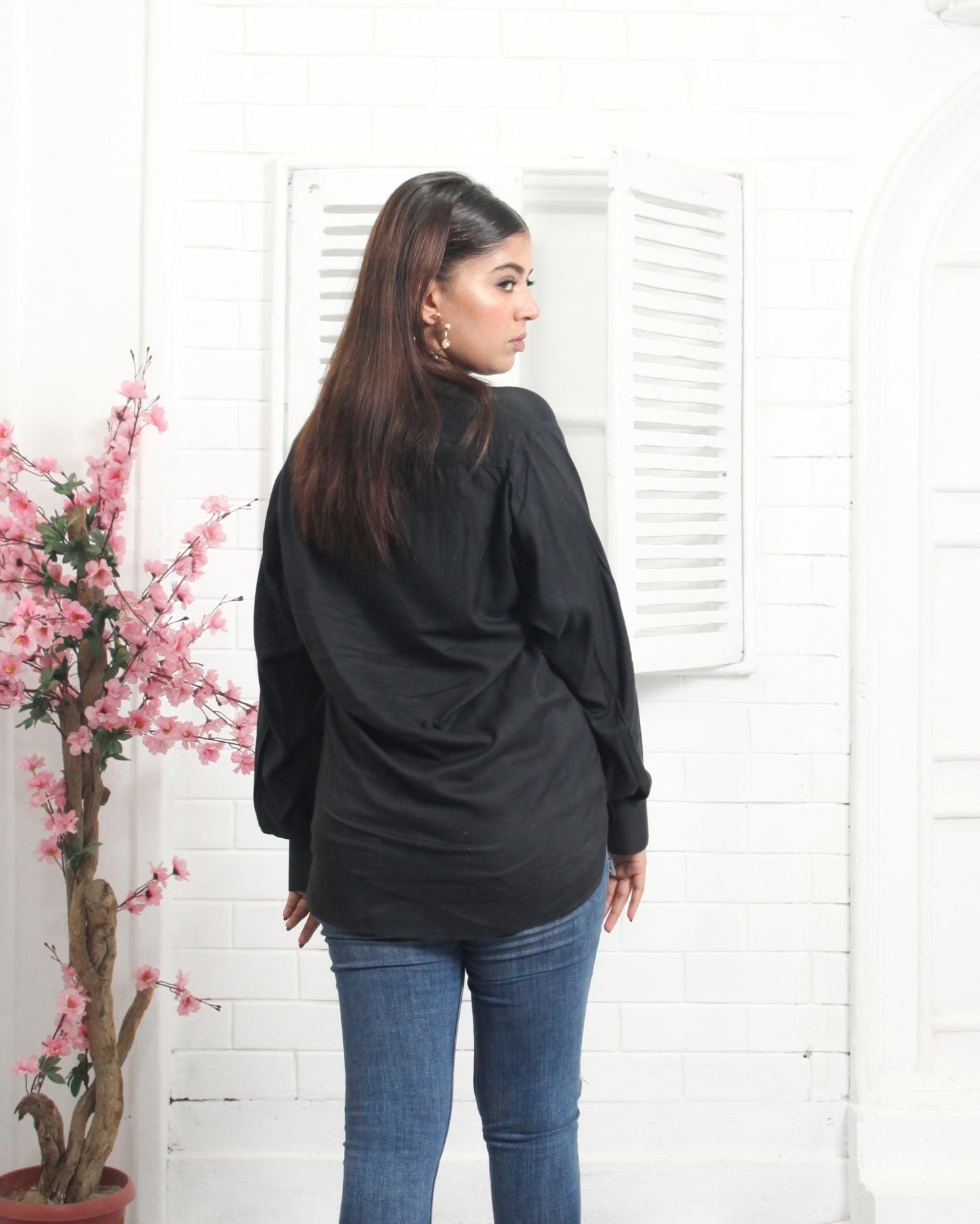 Black Linen Shirt for Women