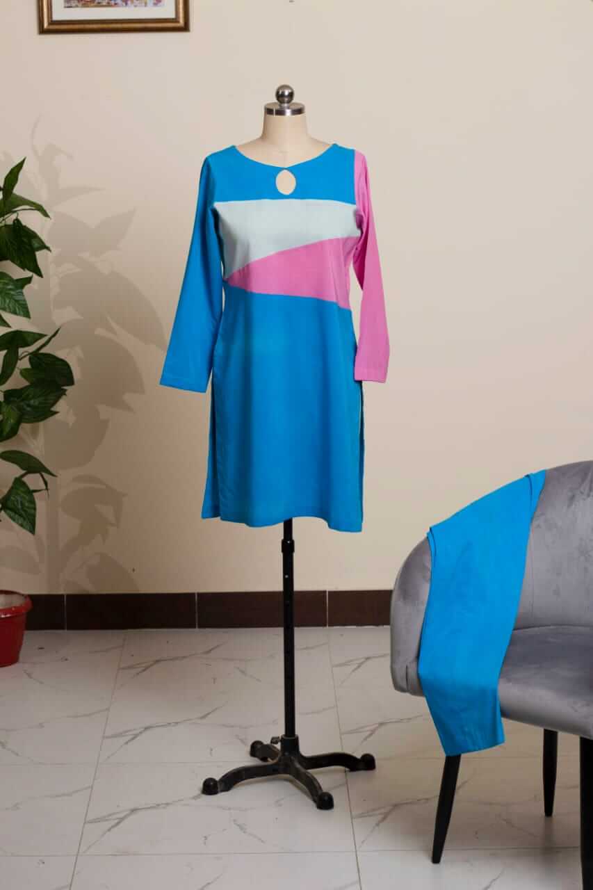 Panel-Style Cambric Cotton Dress