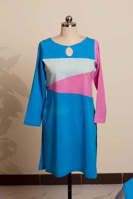 Panel-Style Cambric Cotton Dress